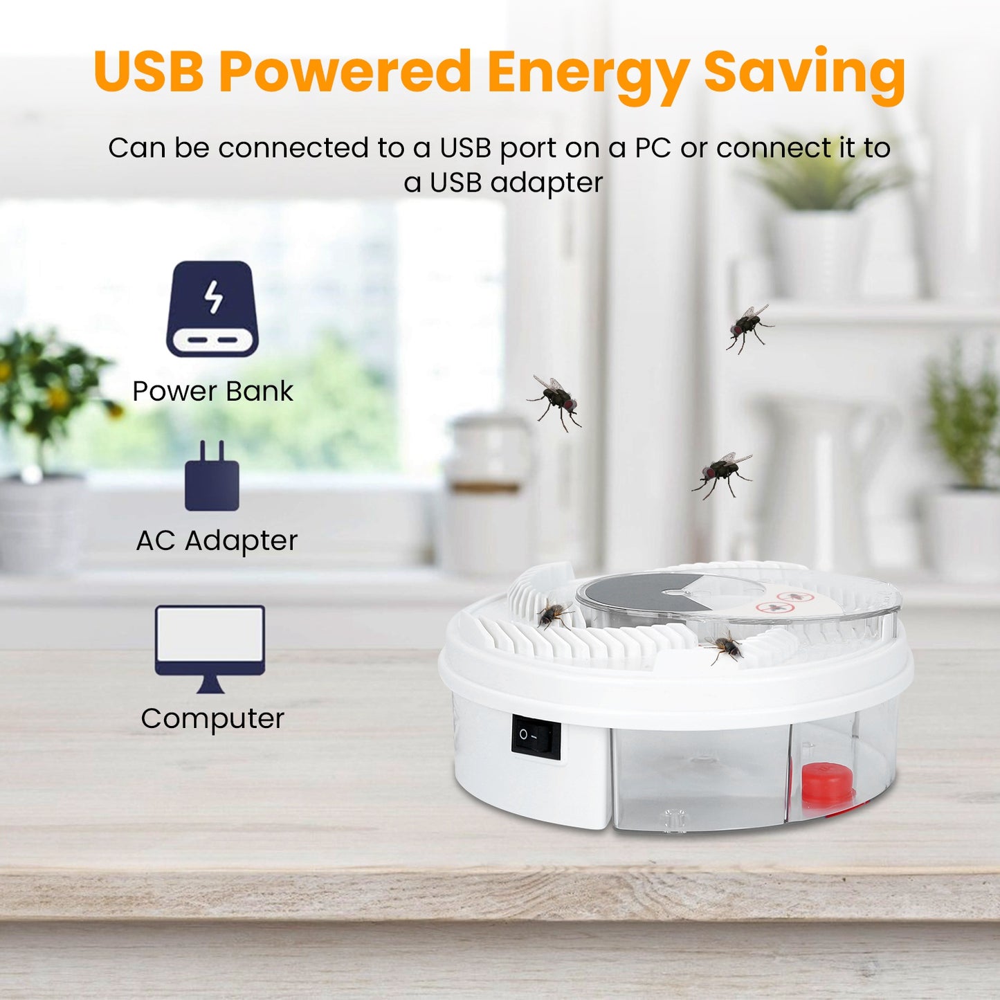 USB Powered Electric Fly Trap Automatic Flycatcher Rotating Fly Pest Repellent Tool For Home Kitchen Restaurant