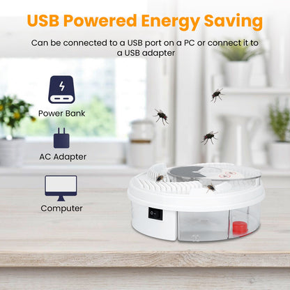 USB Powered Electric Fly Trap Automatic Flycatcher Rotating Fly Pest Repellent Tool For Home Kitchen Restaurant