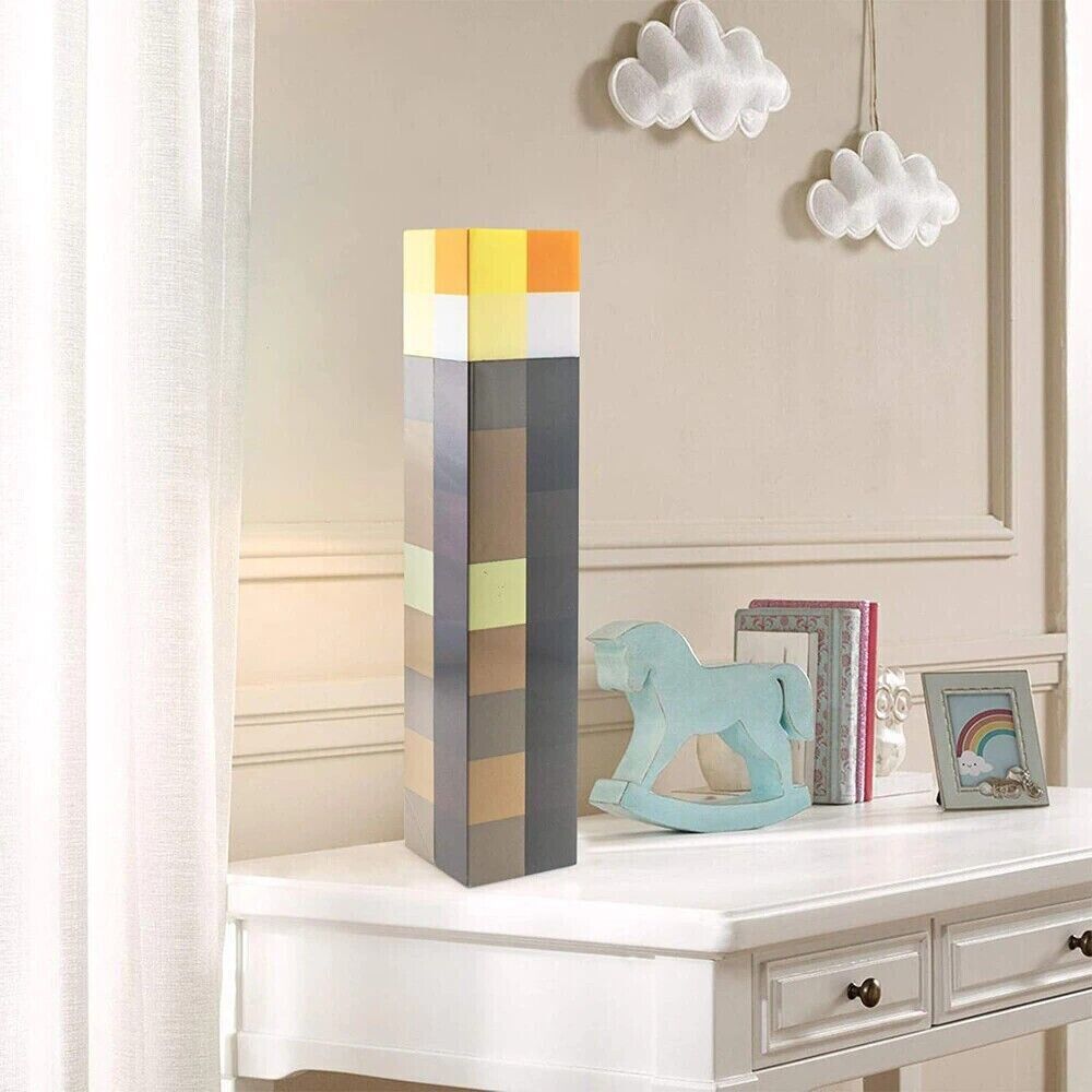 Minecraft Game Torch Lamp Led Night Light Home Decors USB Rechargeable Kids Gift