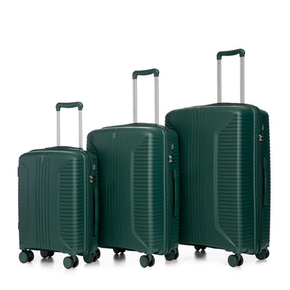 20   24   28  3 Pcs  Set In PP Spinner Wheel Luggage, Carry On Suitcase, Matching Color, Combination Lock