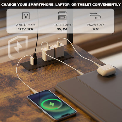 61.6" L Shaped Gaming Desk with Power Outlets & LED Lights