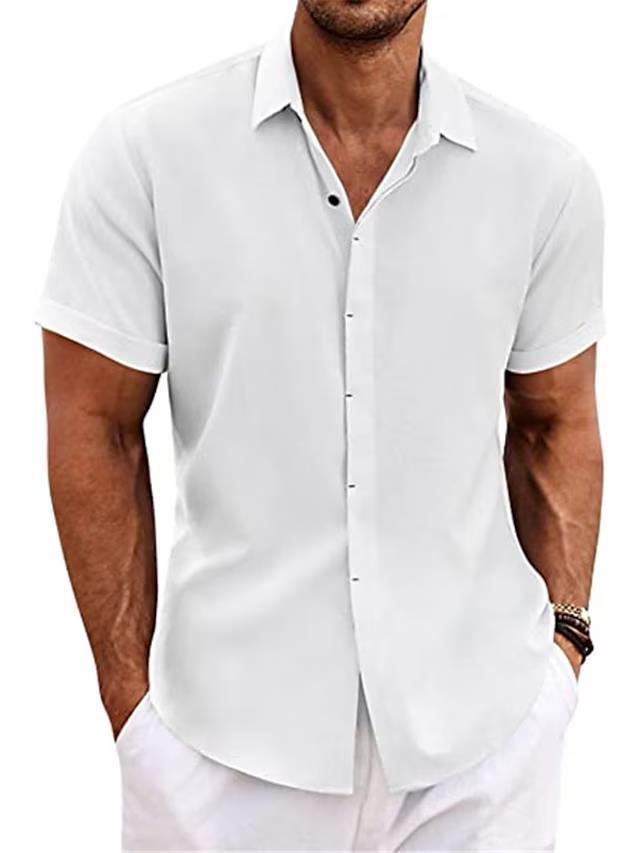 Men's Solid Color Loose Linen Short-sleeved T-shirt