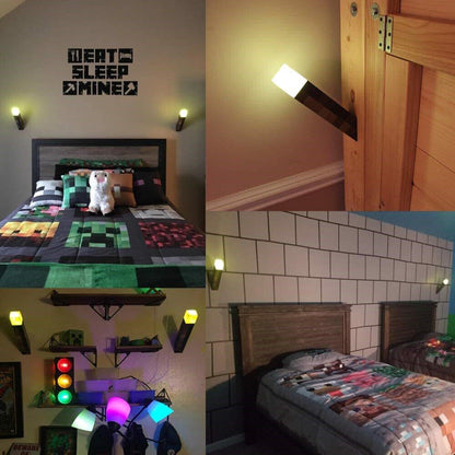 Minecraft Game Torch Lamp Led Night Light Home Decors USB Rechargeable Kids Gift