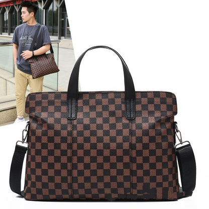 Atmospheric Plaid Business Handbag Horizontal Shoulder Messenger