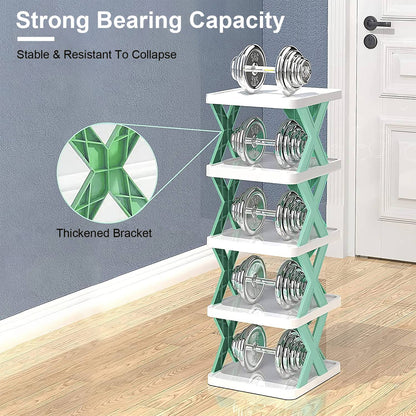 1Pc 9Tier Narrow Entryway Shoe Rack Plastic Vertical Shoe Organizer Space Saving Free Standing Shoes Storage Shelf Closet Hallway