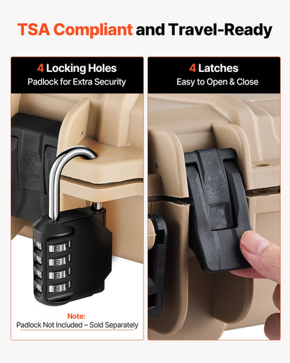 Hard Rifle Case, Lockable Rifle Case With 4 Layers Pre-cut Foams, 36 In Gun Storage With Wheels, IP67 Waterproof & Dustproof Pistol Storage Cases For Rifles, Shotguns, Airsoft Guns, Khaki