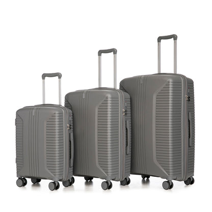 20   24   28  3 Pcs  Set In PP Spinner Wheel Luggage, Carry On Suitcase, Matching Color, Combination Lock