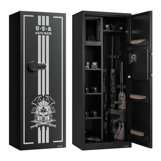 4 Gun Safe, Long Gun Cabinet For Rifles And Pistols, Quick Access Rifle Safe With 3 Ammo Slots And 2 Adjustable Racks, Large Digital Cabinet With Key And Password Lock