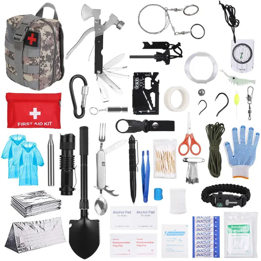 125Pcs Survival Kits Professional Emergency Survival Gear Tactical First Aid Kit Supplies For Outdoor Adventure Camping Hiking Hunting
