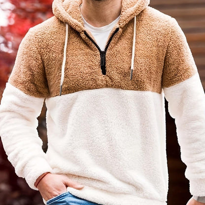 Stitching Half Zipper Hooded Thickened Men's Sweater - lotsofthingshere