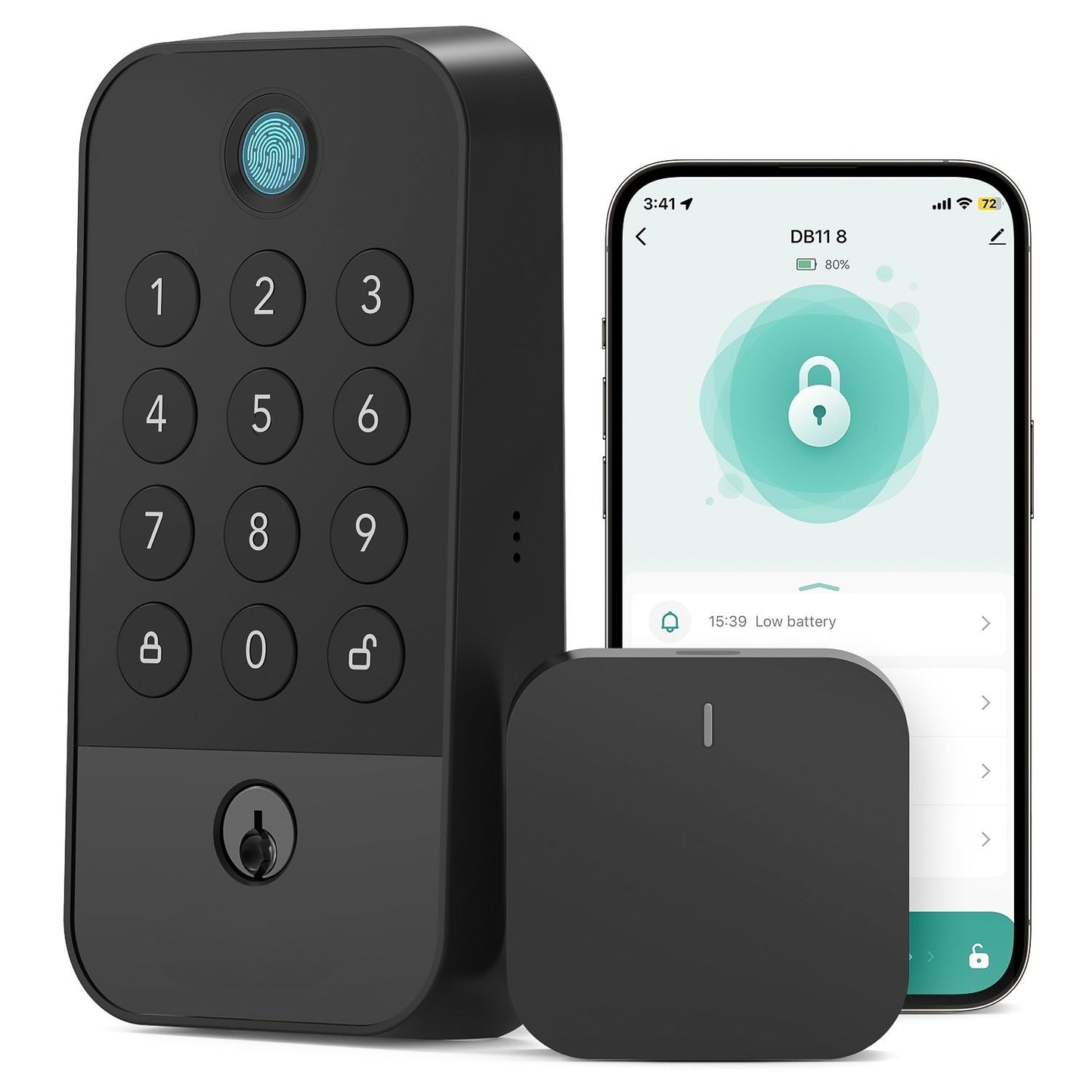 Smart WiFi & Bluetooth Door Lock With Fingerprint, Keypad & Code Entry, App Remote Control, Auto Lock, Black