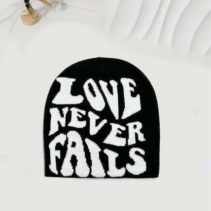 Knitted Jacquard Hat One-size Fits All Beanie Cold Weather Hat Letter Jacquard