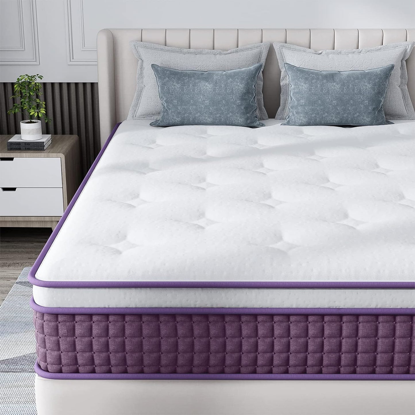 Full Mattress, 12 Inch Hybrid Full Mattress, Full Size Mattress In A Box, Plush Foam Mattress With Individually Pocketed Coils, Motion Isolation For Pressure Relief, Medium Soft