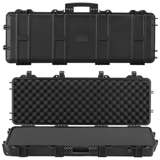 Hard Rifle Case, Lockable Rifle Case With Pre-cut Foams, 40 In Gun Storage With Wheels, IP67 Waterproof & Dustproof Movable Large Pistol Storage For Rifles, Shotguns, Airsoft Guns, Black