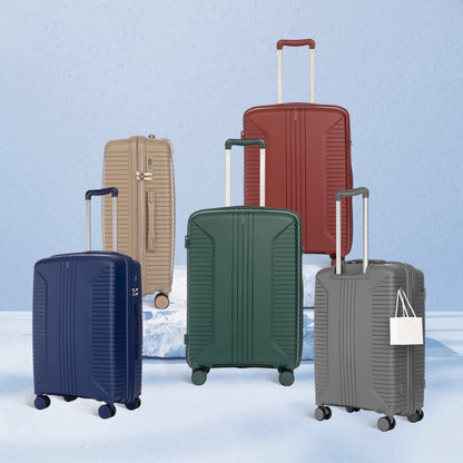 20   24   28  3 Pcs  Set In PP Spinner Wheel Luggage, Carry On Suitcase, Matching Color, Combination Lock