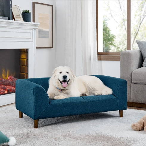 Pet Sofa With Backrest And Armrests, Modern Rectangular Pet Sofa Suitable For Medium And Large Dogs, Soft Cushion Comfortable Dog Sofa