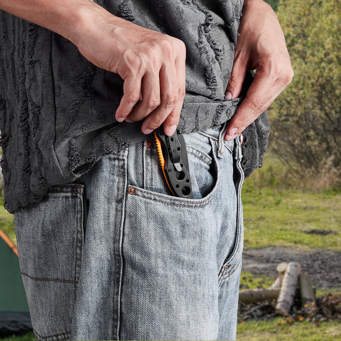 Folding Pocket Knife Mov Blade Aluminum Handle Sharp