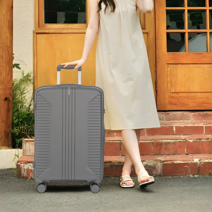 20   24   28  3 Pcs  Set In PP Spinner Wheel Luggage, Carry On Suitcase, Matching Color, Combination Lock