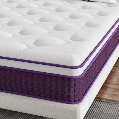 Full Mattress, 12 Inch Hybrid Full Mattress, Full Size Mattress In A Box, Plush Foam Mattress With Individually Pocketed Coils, Motion Isolation For Pressure Relief, Medium Soft