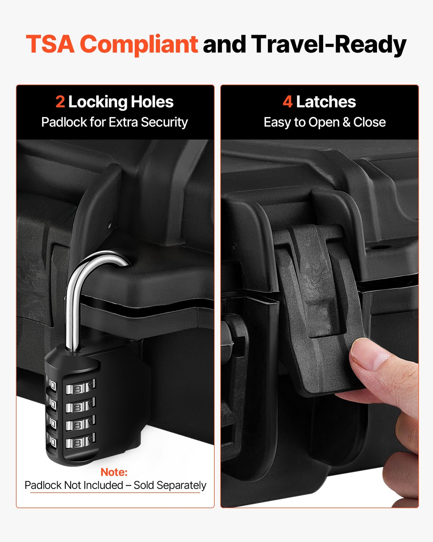 Hard Rifle Case, Lockable Rifle Case With Pre-cut Foams, 40 In Gun Storage With Wheels, IP67 Waterproof & Dustproof Movable Large Pistol Storage For Rifles, Shotguns, Airsoft Guns, Black