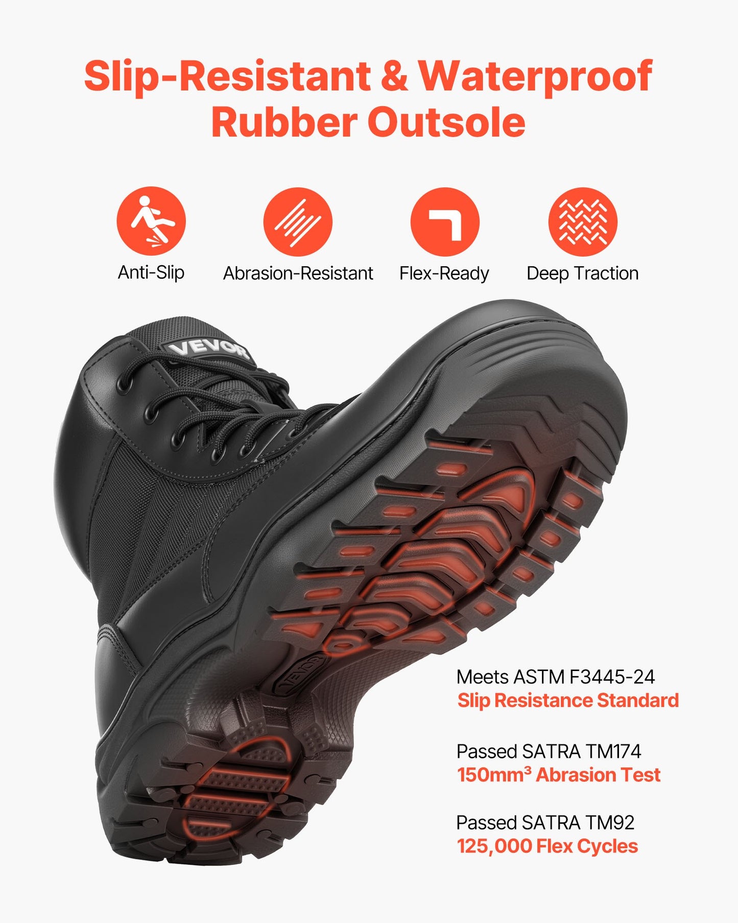 Men's Military Tactical Boots, 6 Inch Combat Hiking Work Boots, Lightweight & Breathable & Sturdy Mens Motorcycle Interceptor Trooper Boot, For Outdoor Security Mountaineering, US Size 9.5