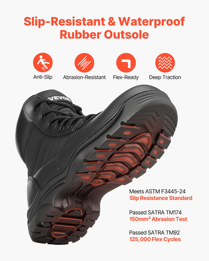 Men's Military Tactical Boots, 6 Inch Combat Hiking Work Boots, Lightweight & Breathable & Sturdy Mens Motorcycle Interceptor Trooper Boot, For Outdoor Security Mountaineering, US Size 9.5