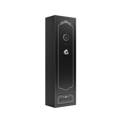 8 - Gun Capacity Rifle Safe. Holds Rifles, Pistols, Shotguns. Digital Lock For Quick Access. Removable Shelf. Special Gun Rack For Scoped Rifles. Plus, A Handy Storage Drawer