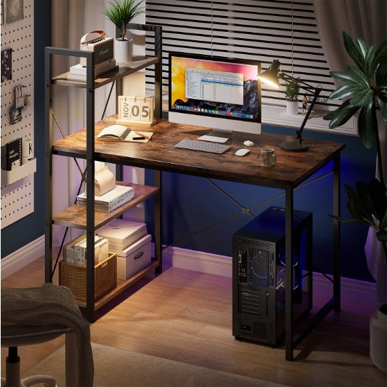 Computer Desk With LED Light, Small Space Desk