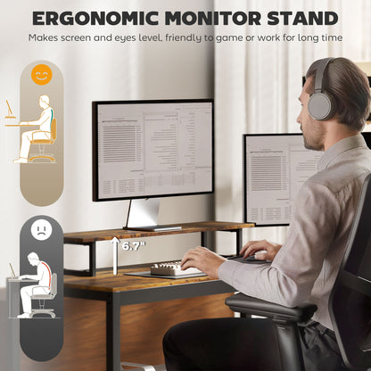 61.6" L Shaped Gaming Desk with Power Outlets & LED Lights